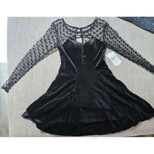 Black Fit and Flare Dress with Bishop Sleeves City Vibes